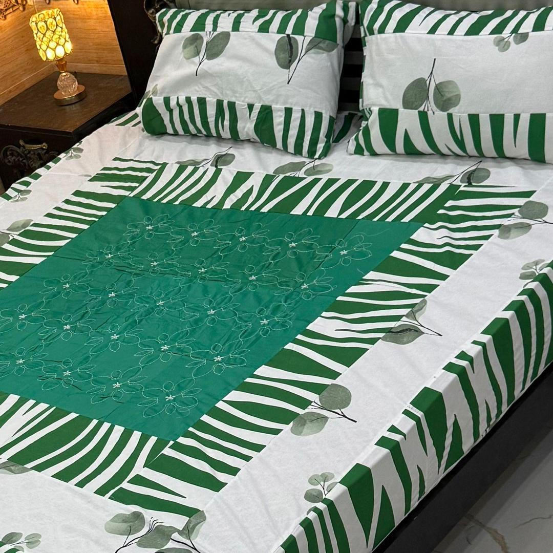 3 Pcs Cotton PatchWork Double Bedsheet