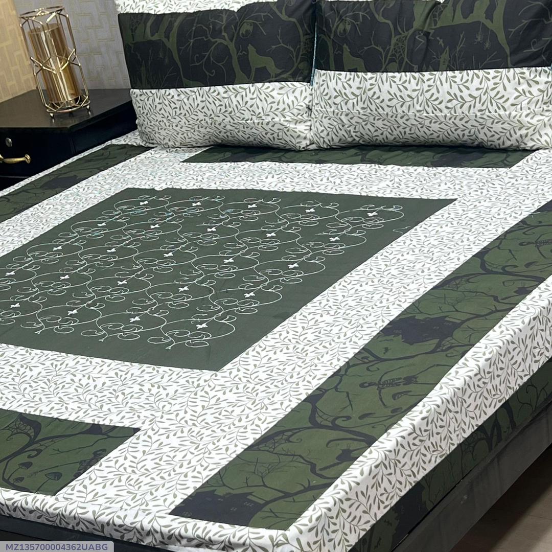 3 Pcs Cotton PatchWork Double Bedsheet