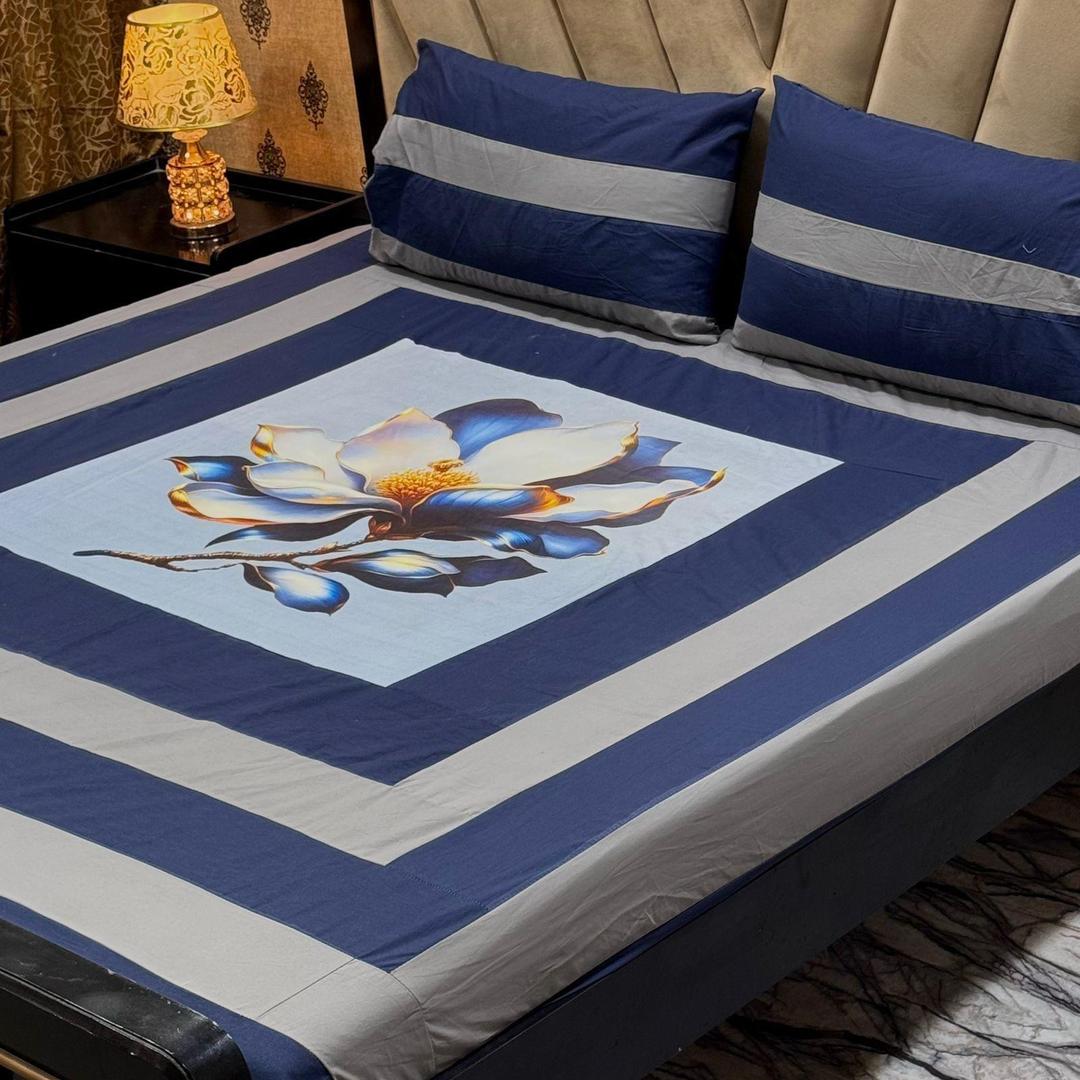 3 Pcs Cotton PatchWork Double Bedsheet