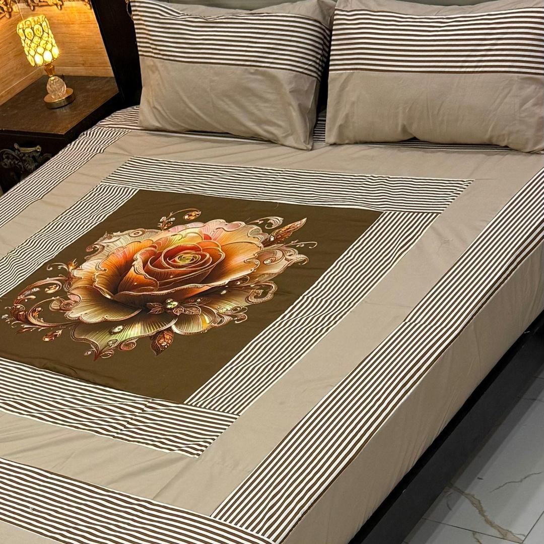 3 Pcs Cotton PatchWork Double Bedsheet